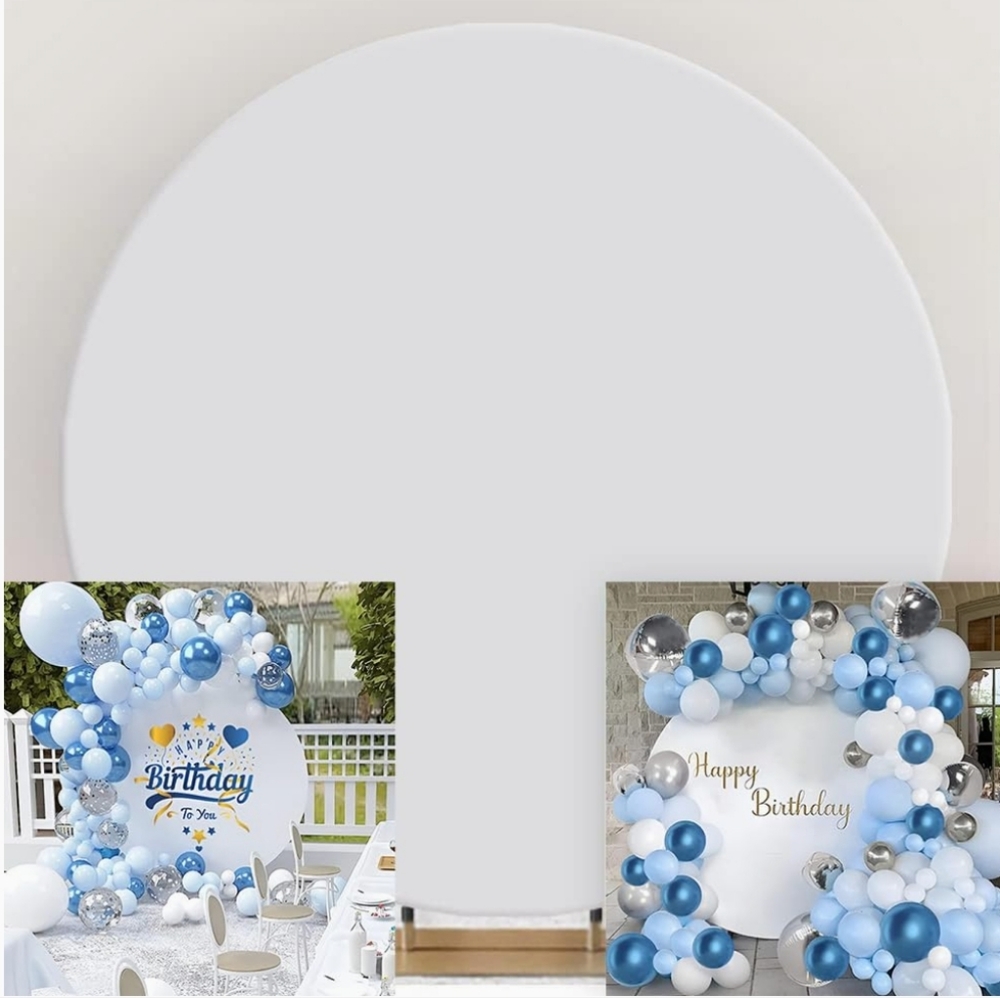 DASHAN White Round Backdrop Cover 7.5x7.5ft Polyester